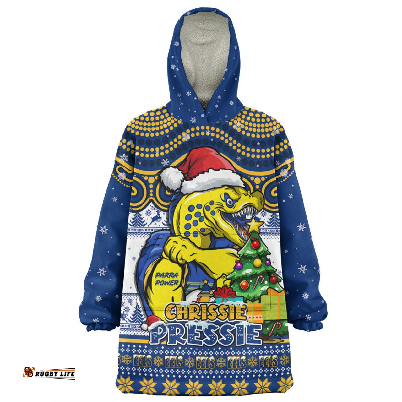 Parramatta Eels Aussie Ugly Christmas For Die Hard Fan Supporters Wearable Blanket Hoodie Aussie Oodie