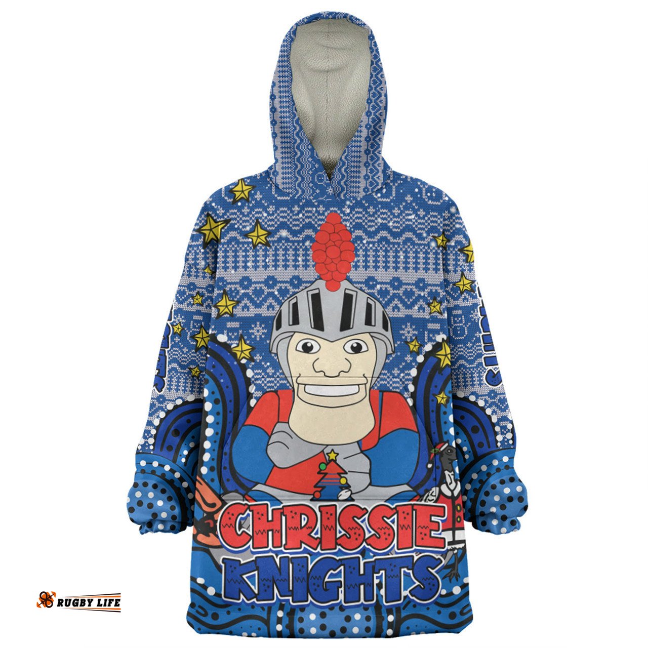 Newcastle Knights Christmas Custom Christmas Knit Patterns Vintage Jersey Ugly Wearable Blanket Hoodie Aussie Oodie