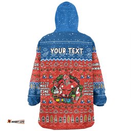 Newcastle Knights Christmas Custom Chrissie Spirit Wearable Blanket Hoodie Aussie Oodie