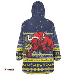 North Queensland Cowboys Christmas Custom Ugly Xmas And Aboriginal Patterns For Die Hard Fan Wearable Blanket Hoodie Aussie Oodie