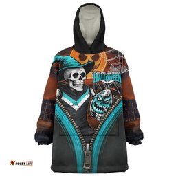 Port Adelaide Halloween Night Reaper Zipper Wearable Blanket Hoodie Aussie Oodie