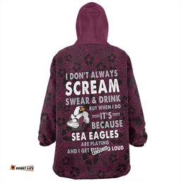 Manly Warringah Sea Eagles Scream With Tropical Patterns Wearable Blanket Hoodie Aussie Oodie