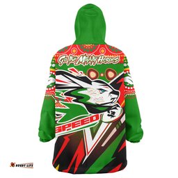 South Sydney Rabbitohs Brave Bunnies Go the Mighty Heroes Indigenous Wearable Blanket Hoodie Aussie Oodie