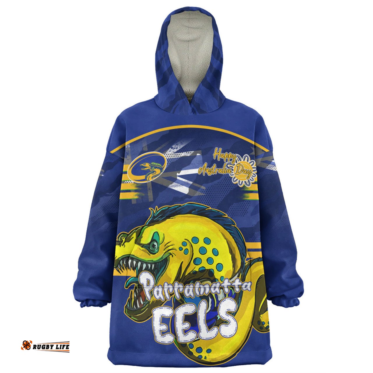 Parramatta Eels Happy Australia Day We Are One And Free Wearable Blanket Hoodie Aussie Oodie