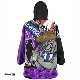 North Melbourne ANZAC Day Honor Purple Valor And Spirit Wearable Blanket Hoodie Aussie Oodie