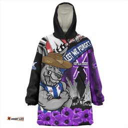 North Melbourne ANZAC Day Honor Purple Valor And Spirit Wearable Blanket Hoodie Aussie Oodie