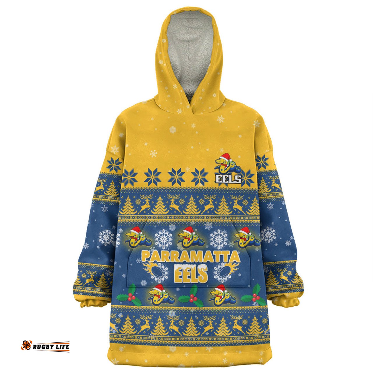 Parramatta Eels Christmas Custom Special Ugly Christmas Wearable Blanket Hoodie Aussie Oodie