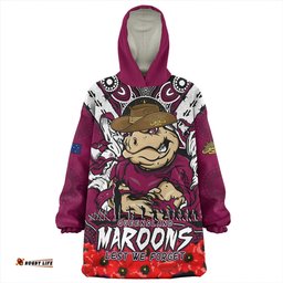 Queensland Maroons Ripped Legacy Of The Game The ANZAC Spirit Lives On Wearable Blanket Hoodie Aussie Oodie