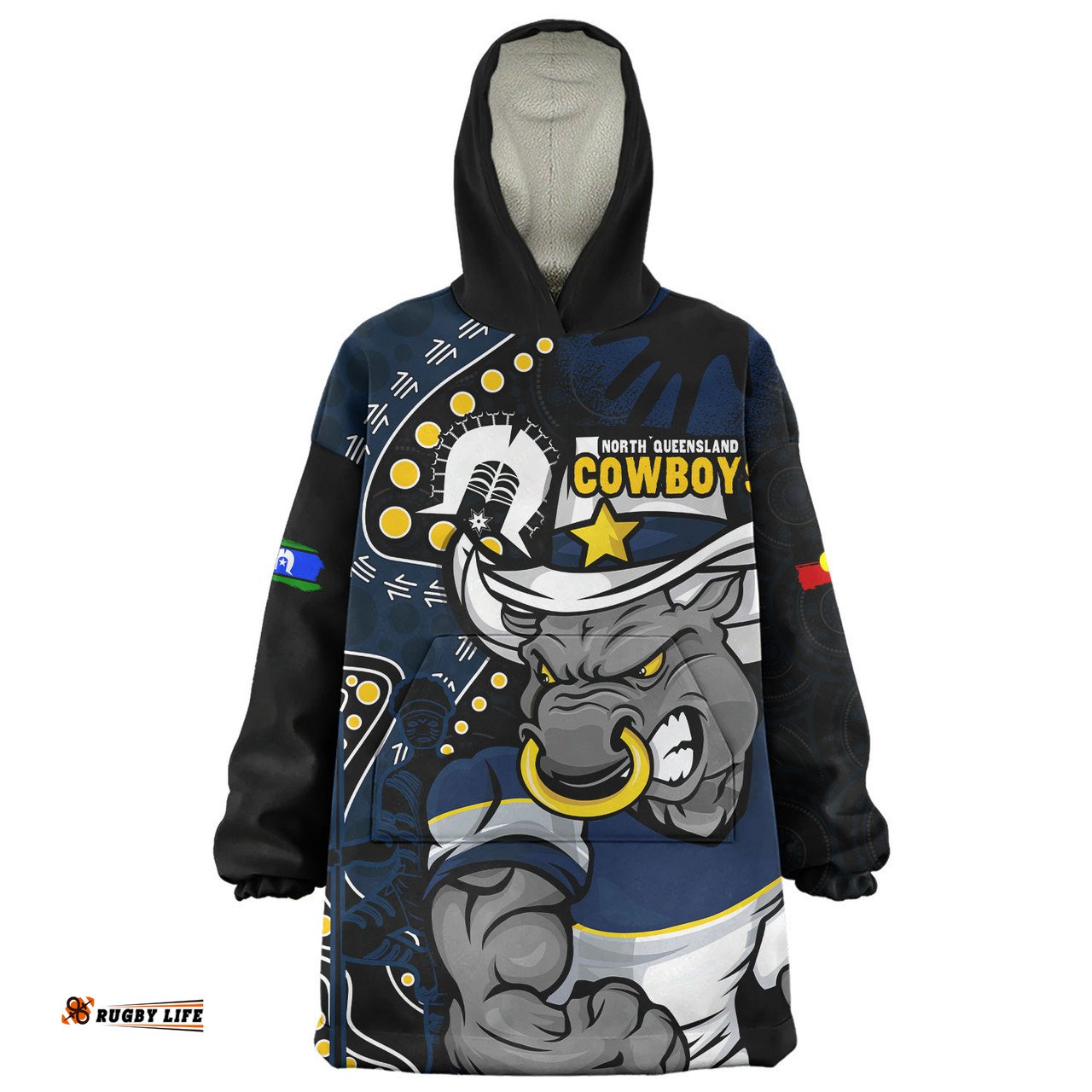 North Queensland Cowboys NAIDOC Indigenous Warrior Spirit Wearable Blanket Hoodie Aussie Oodie
