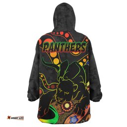 Penrith Panthers Custom Penrith Panthers Aboriginal Inspired Wearable Blanket Hoodie Aussie Oodie