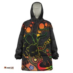 Penrith Panthers Custom Penrith Panthers Aboriginal Inspired Wearable Blanket Hoodie Aussie Oodie