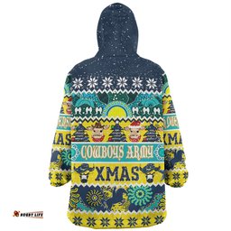 North Queensland Cowboys Christmas Aboriginal Custom Indigenous Knitted Ugly Xmas Style Wearable Blanket Hoodie Aussie Oodie