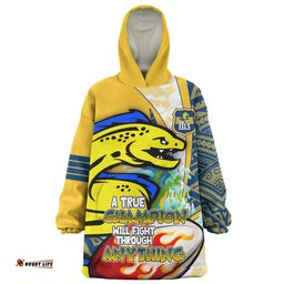 Parramatta Eels Grand Final A True Champion Will Fight Through Anything With Polynesian Patterns Wearable Blanket Hoodie Aussie Oodie