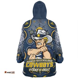 North Queensland Cowboys Aboriginal Pattern Inspired Victory Is Ours Wearable Blanket Hoodie Aussie Oodie