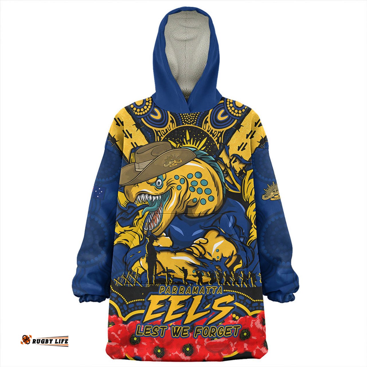 Parramatta Eels Ripped Legacy Of The Game The ANZAC Spirit Lives On Wearable Blanket Hoodie Aussie Oodie