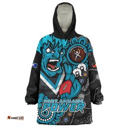 Port Adelaide Power Through Generations NAIDOC Edition Wearable Blanket Hoodie Aussie Oodie