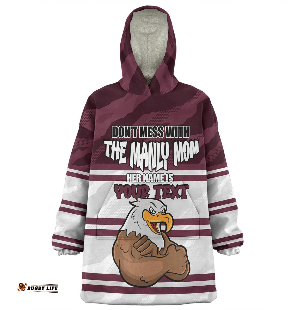 Manly Warringah Sea Eagles Mother's Day Screaming Mom and Crazy Fan Wearable Blanket Hoodie Aussie Oodie