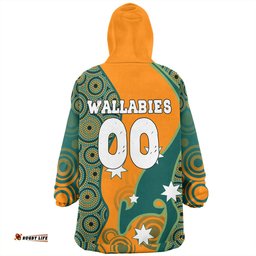 Australia Wallabies Custom Custom Proud And Honoured Indigenous Aboriginal Inspired Gold Jersey Wearable Blanket Hoodie Aussie Oodie