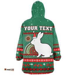 South Sydney Rabbitohs Custom Ugly Xmas And Aboriginal Patterns For Die Hard Fan Wearable Blanket Hoodie Aussie Oodie