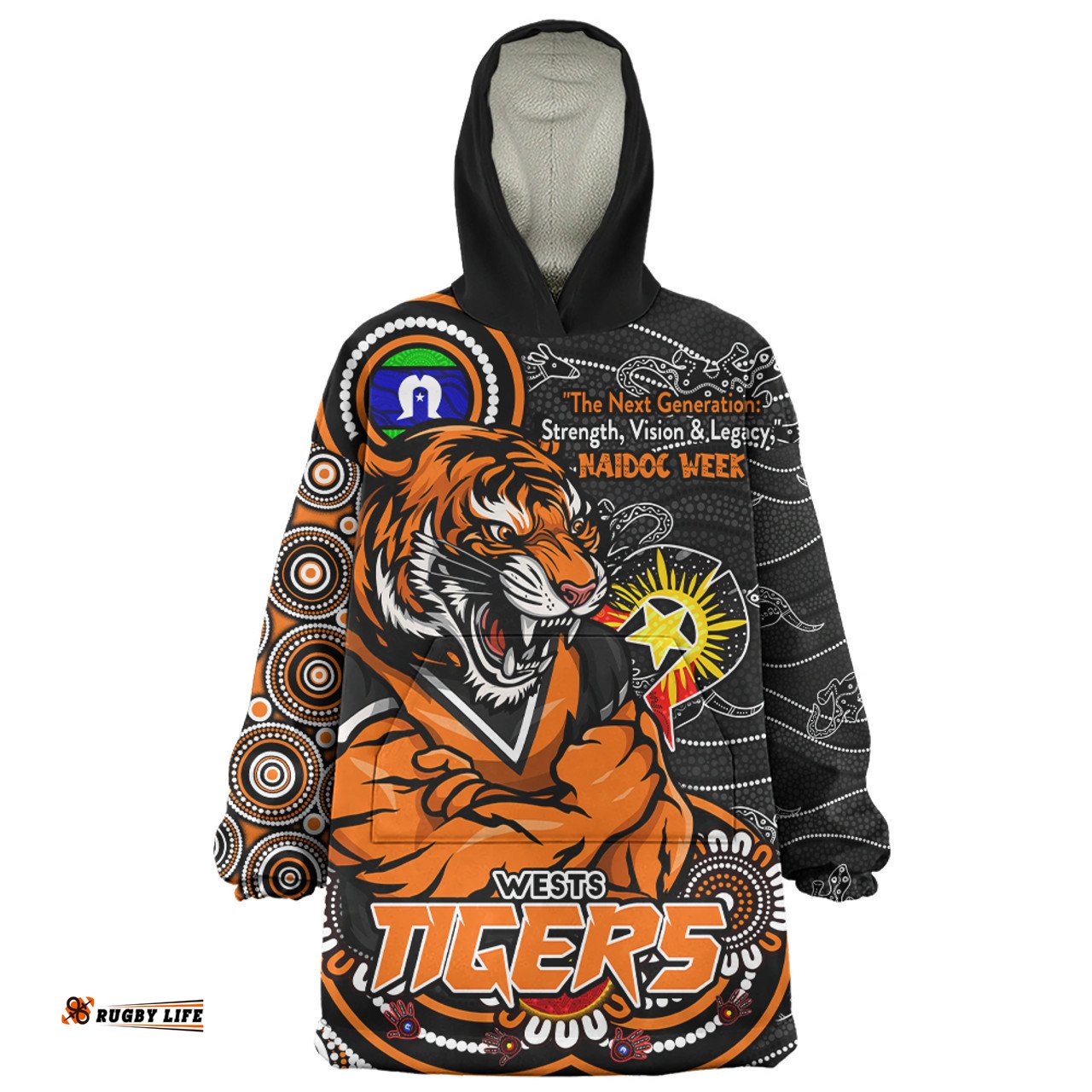 Wests Tigers Spirit Of NAIDOC Series Wearable Blanket Hoodie Aussie Oodie