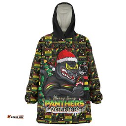 Penrith Panthers Merry Ugly Christmas Comic Style Wearable Blanket Hoodie Aussie Oodie