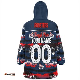 Sydney Roosters Eat Sleep Repeat With Tropical Patterns Wearable Blanket Hoodie Aussie Oodie