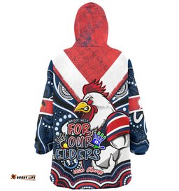 Sydney Roosters Naidoc Week Custom Sydney Roosters For Our Elders Wearable Blanket Hoodie Aussie Oodie