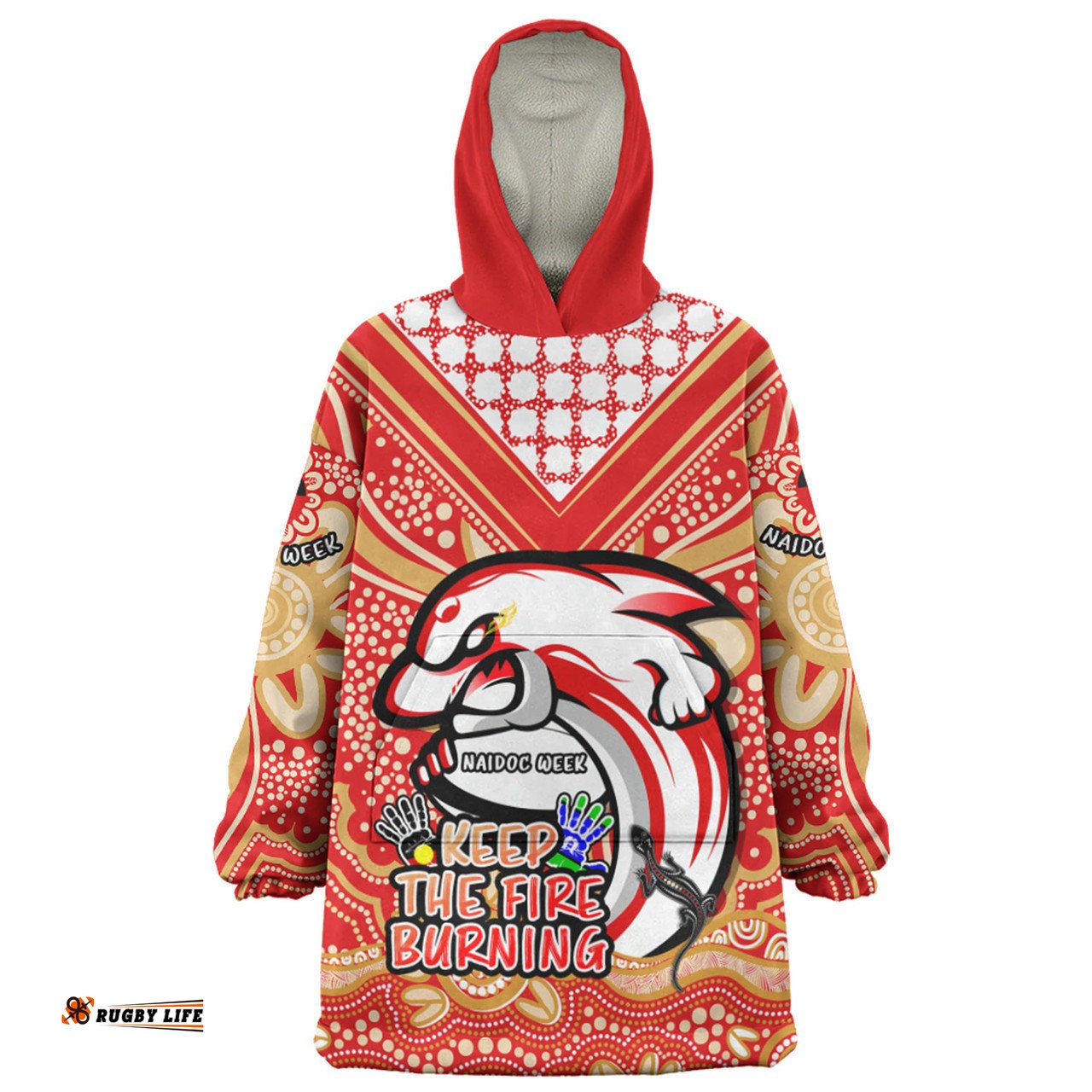 Redcliffe Dolphins Aboriginal Inspired Naidoc Week Custom For Die Hard Fan Supporters Wearable Blanket Hoodie Aussie Oodie