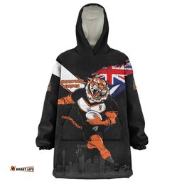 Wests Tigers Custom For Die Hard Fan Australia Flag Scratch Style Wearable Blanket Hoodie Aussie Oodie