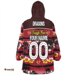 St. George Illawarra Dragons Eat Sleep Repeat With Tropical Patterns Wearable Blanket Hoodie Aussie Oodie