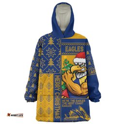West Coast Eagles Merry Christmas Knit Style Festive Spirit Wearable Blanket Hoodie Aussie Oodie