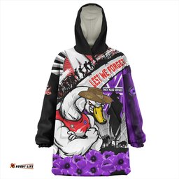 Sydney Swans ANZAC Day Honor Purple Valor And Spirit Wearable Blanket Hoodie Aussie Oodie