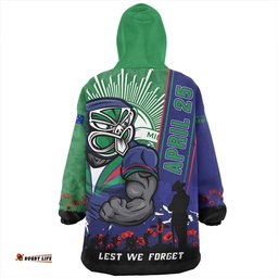 New Zealand Warriors Anzac Day Lest We Forget Strong Fighting Spirit Wearable Blanket Hoodie Aussie Oodie