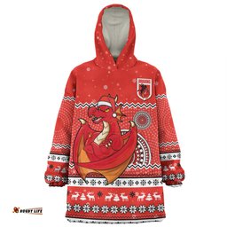 St. George Illawarra Dragons Christmas Custom Ugly Xmas And Aboriginal Patterns For Die Hard Fan Wearable Blanket Hoodie Aussie Oodie