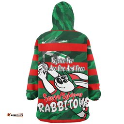 South Sydney Rabbitohs Happy Australia Day We Are One And Free Wearable Blanket Hoodie Aussie Oodie