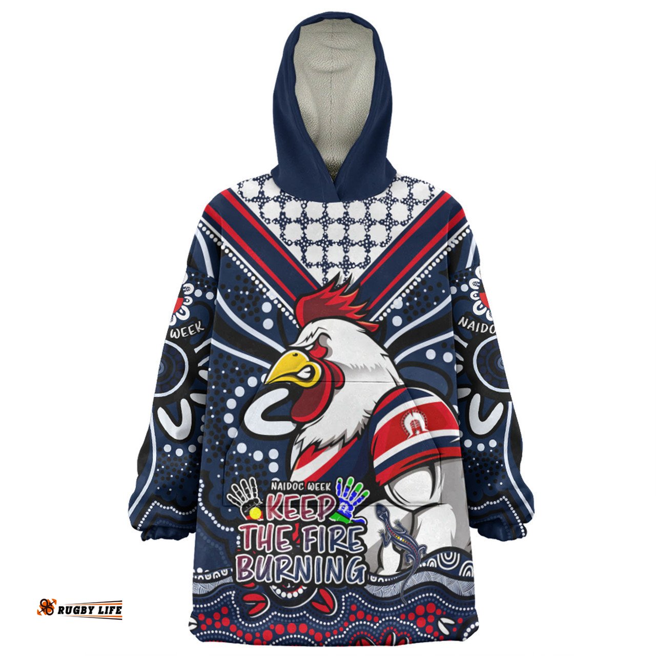 Sydney Roosters Aboriginal Inspired Naidoc Week Custom For Die Hard Fan Supporters Wearable Blanket Hoodie Aussie Oodie
