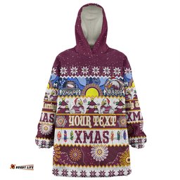 Manly Warringah Sea Eagles Christmas Aboriginal Custom Indigenous Knitted Ugly Xmas Style Wearable Blanket Hoodie Aussie Oodie