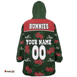 South Sydney Rabbitohs Bunnies With Maori Patterns Wearable Blanket Hoodie Aussie Oodie