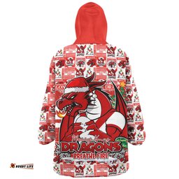 St. George Illawarra Dragons Merry Ugly Christmas Comic Style Wearable Blanket Hoodie Aussie Oodie