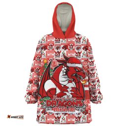 St. George Illawarra Dragons Merry Ugly Christmas Comic Style Wearable Blanket Hoodie Aussie Oodie