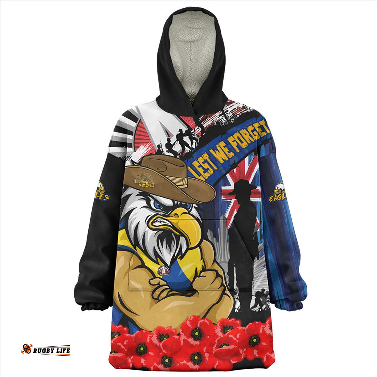 West Coast Eagles Anzac Day Honor United In Spirit Wearable Blanket Hoodie Aussie Oodie