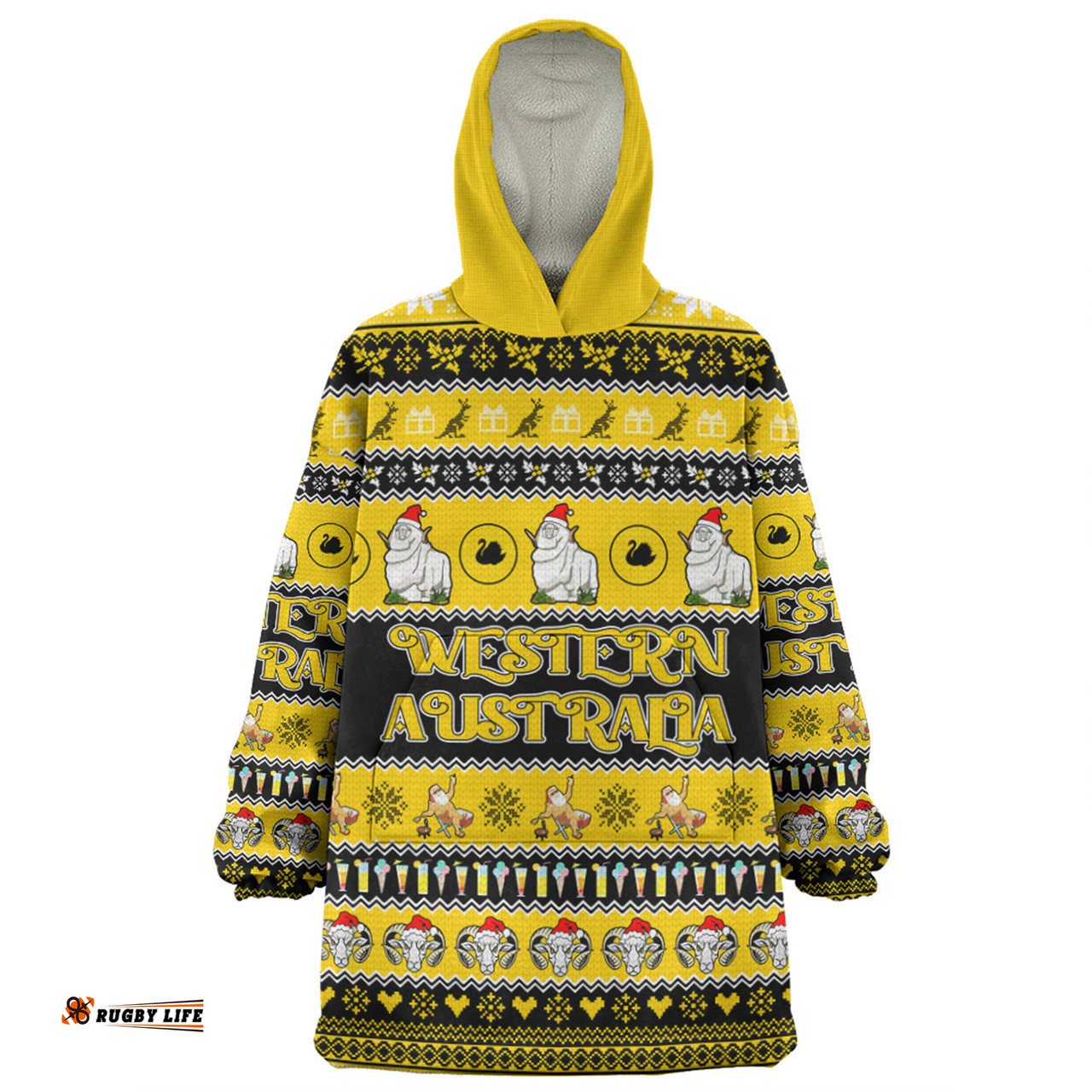 Western Australia Big Things Christmas Custom Giant Ram Wearable Blanket Hoodie Aussie Oodie