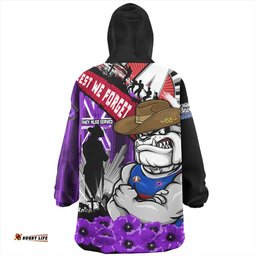 Western Bulldogs ANZAC Day Honor Purple Valor And Spirit Wearable Blanket Hoodie Aussie Oodie
