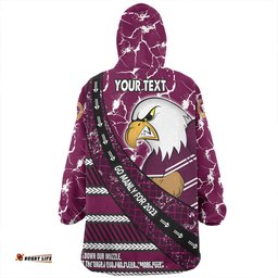 Manly Warringah Sea Eagles Theme Song For Rugby With Sporty Style Wearable Blanket Hoodie Aussie Oodie