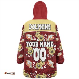 Redcliffe Dolphins Custom Redcliffe Dolphins With Maori Patterns Wearable Blanket Hoodie Aussie Oodie