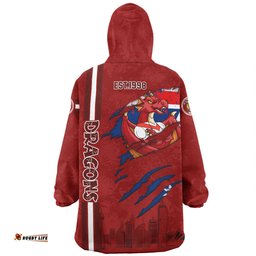 St. George Illawarra Dragons Happy Australia Day Flag Scratch Style Wearable Blanket Hoodie Aussie Oodie