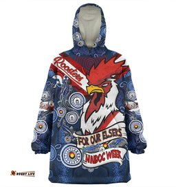 Sydney Roosters Naidoc Week Custom Sydney Roosters Naidoc WeekFor Our Elders Dot Art Style With Lizard Wearable Blanket Hoodie Aussie Oodie