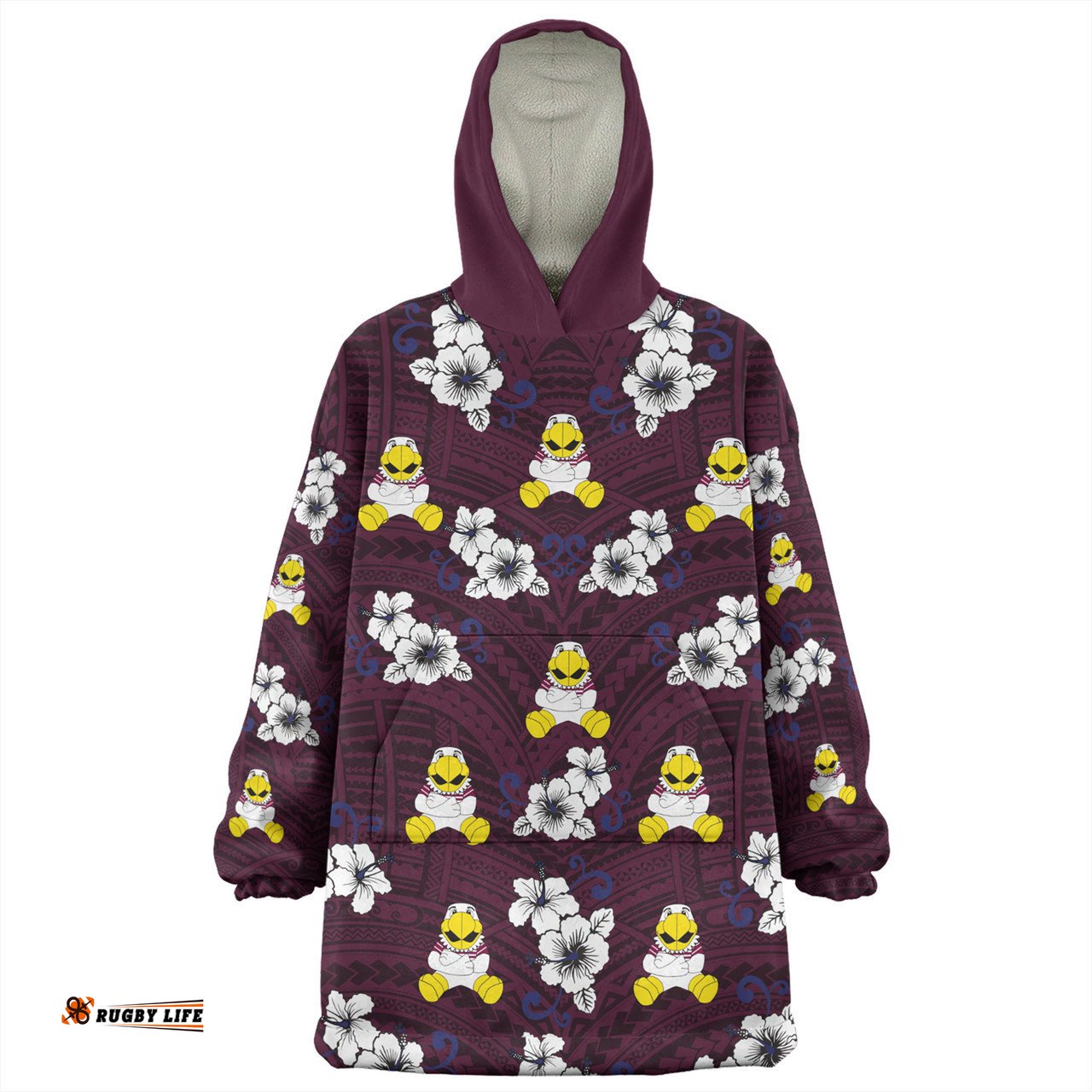 Manly Warringah Sea Eagles Manly Warringah Sea Eagles With Maori Patterns Wearable Blanket Hoodie Aussie Oodie