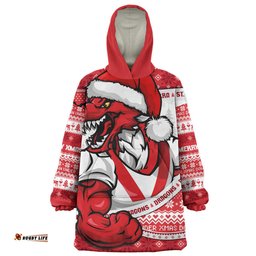 St. George Illawarra Dragons Ugly Knit Style For Christmas Game Fans Wearable Blanket Hoodie Aussie Oodie