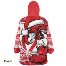 St. George Illawarra Dragons Ugly Knit Style For Christmas Game Fans Wearable Blanket Hoodie Aussie Oodie